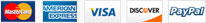 MasterCard - American Express - Visa - Discover - PayPal